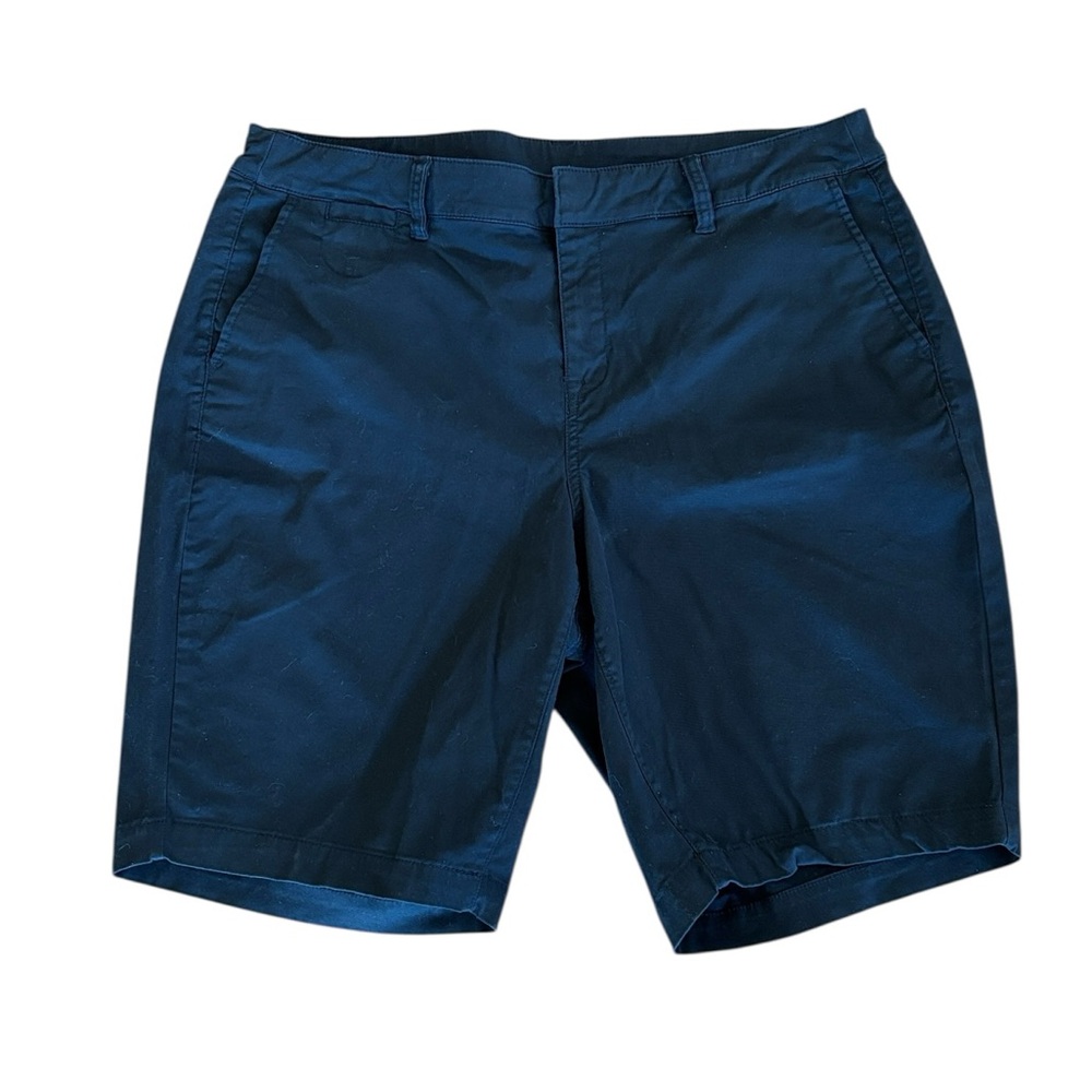 Lane Bryant Black Flat Front Stretch‎ Chino Shorts Pockets  Size 14